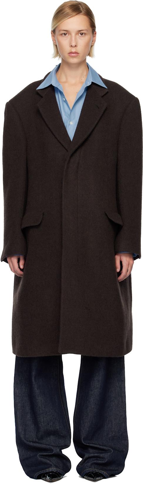 Brown Draped Panel Coat by MM6 MAISON MARGIELA