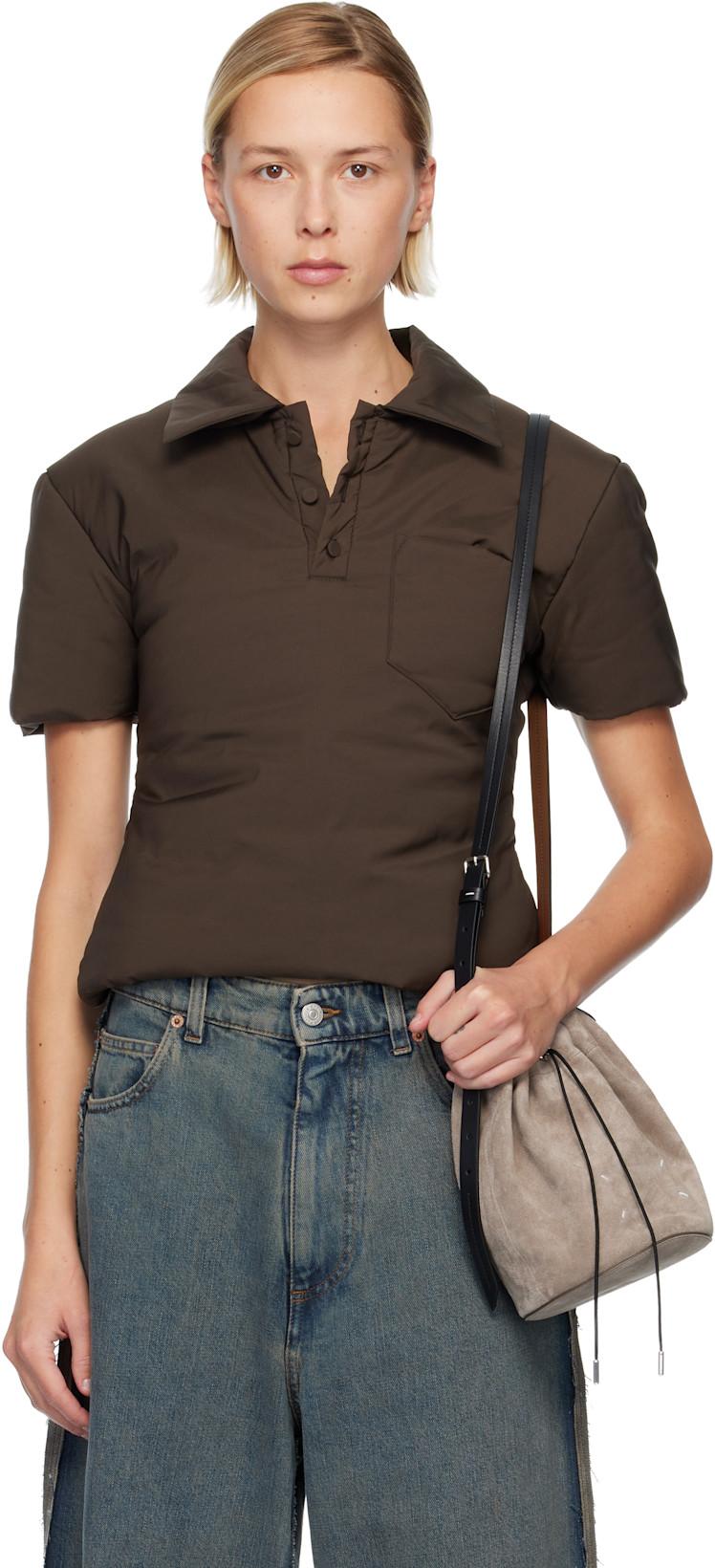 Brown Padded Polo by MM6 MAISON MARGIELA