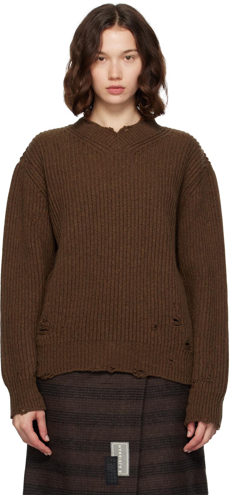 Brown Wool Sweater by MM6 MAISON MARGIELA