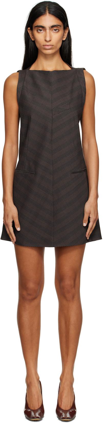 Brown & Black Check Minidress by MM6 MAISON MARGIELA