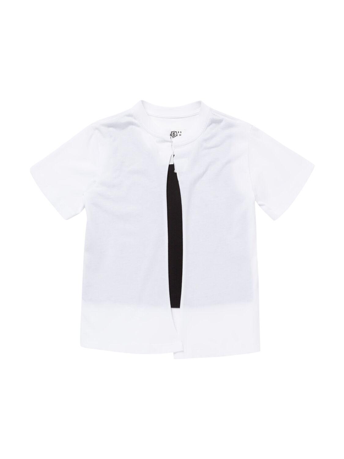 Cotton Jersey Top W/ Cardigan T-shirt by MM6 MAISON MARGIELA