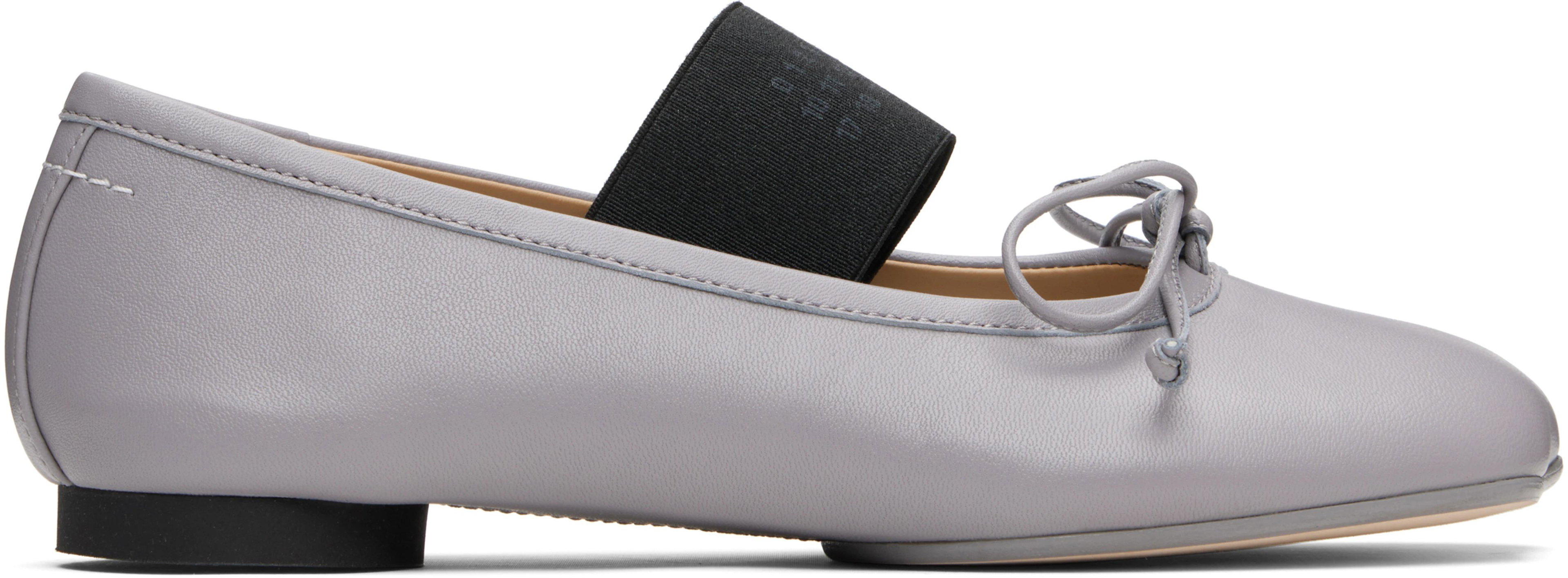 Gray Anatomic Numeric Ballerina Flats by MM6 MAISON MARGIELA