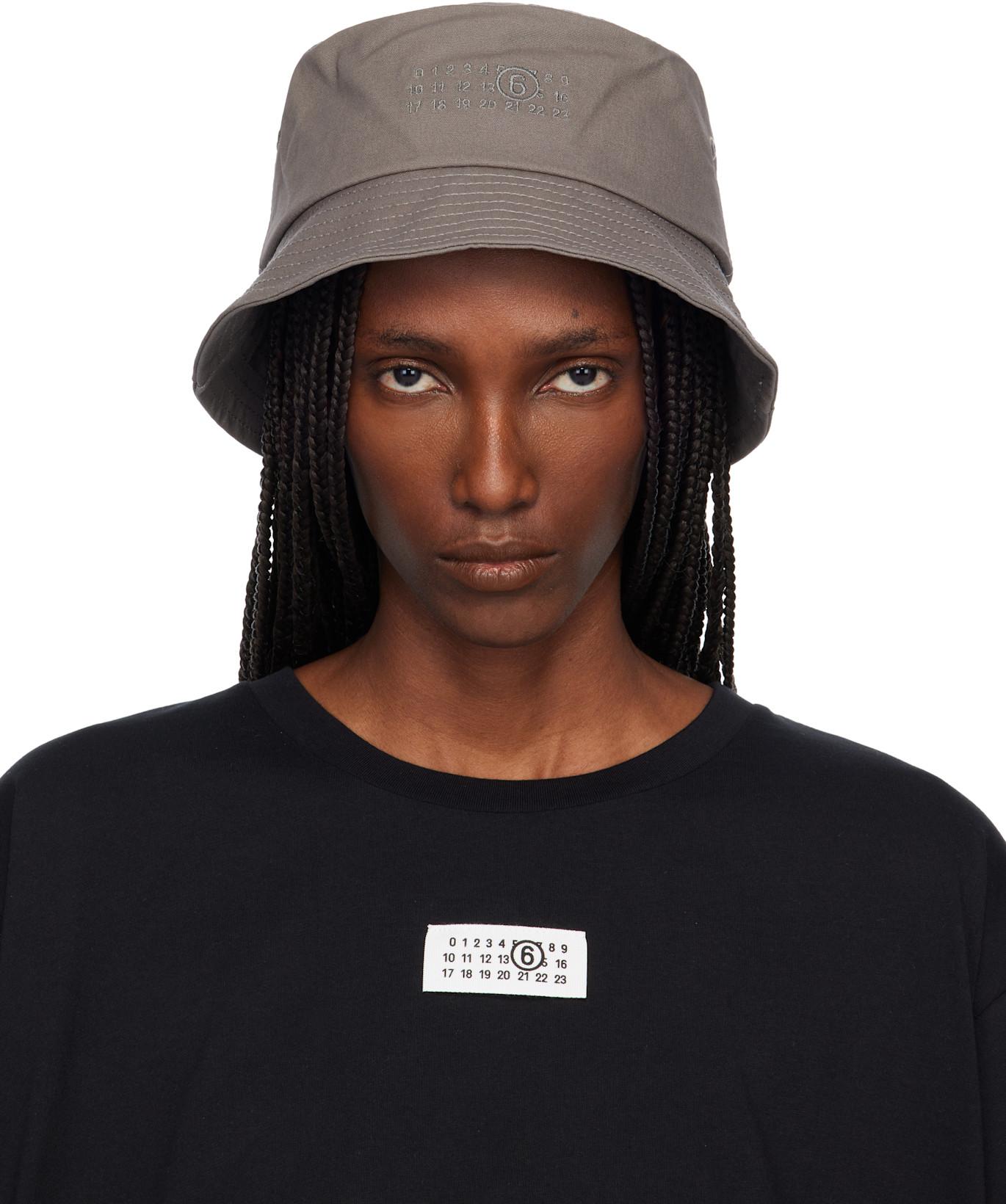Gray Cotton Canvas Bucket Hat by MM6 MAISON MARGIELA