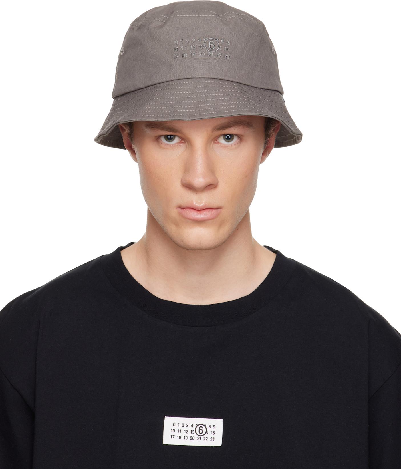 Gray Cotton Canvas Bucket Hat by MM6 MAISON MARGIELA
