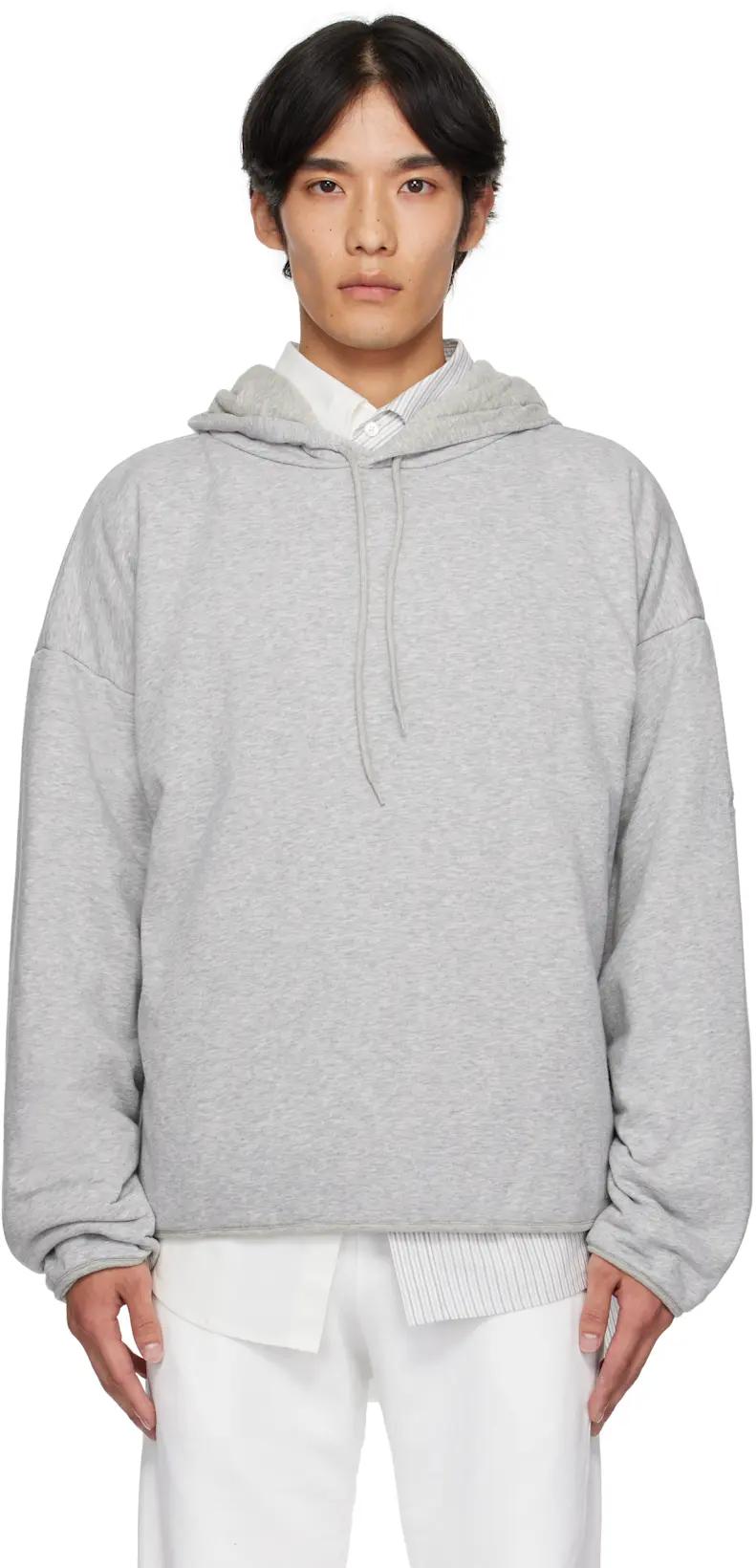 Gray Drawstring Hoodie by MM6 MAISON MARGIELA