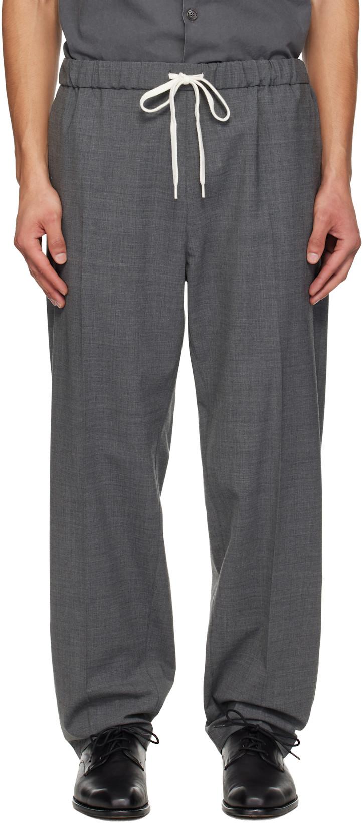 Gray Drawstring Trousers by MM6 MAISON MARGIELA