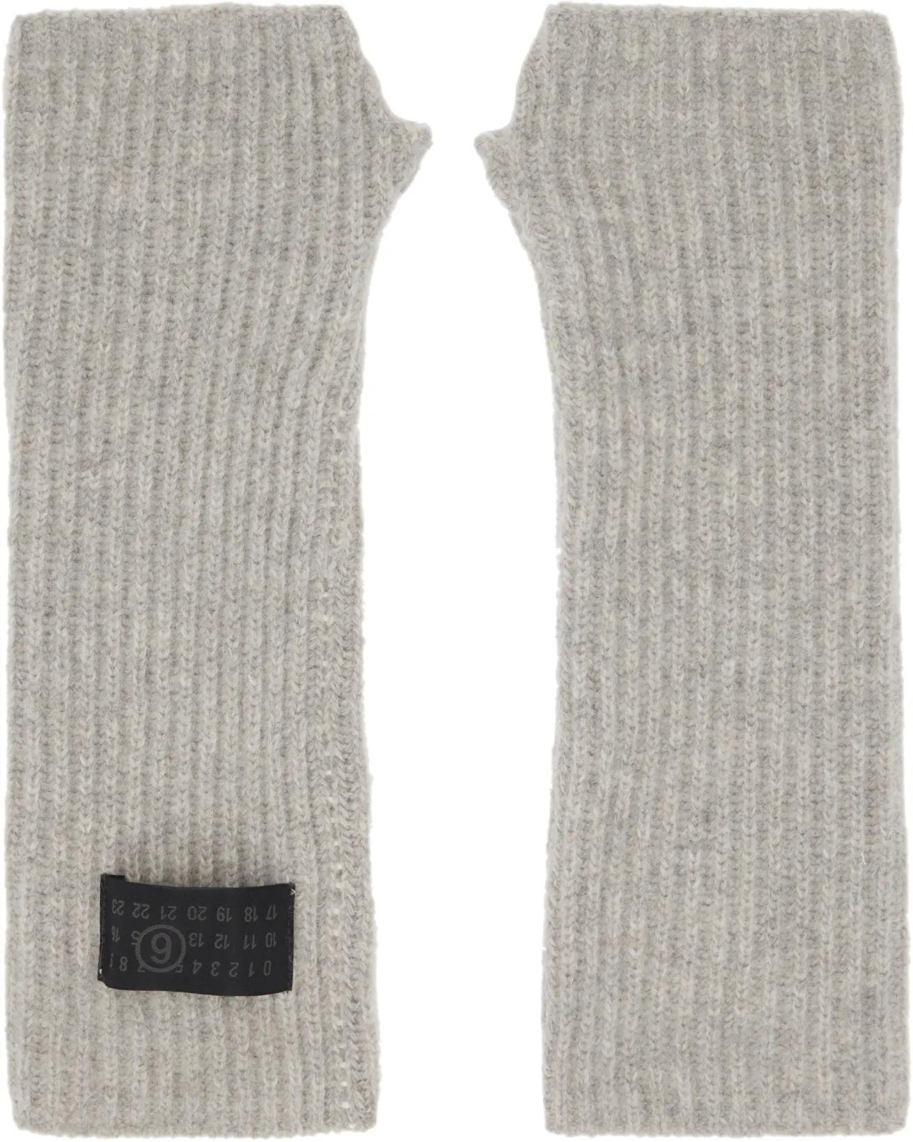 Gray Fisherman Knit Arm Warmers by MM6 MAISON MARGIELA