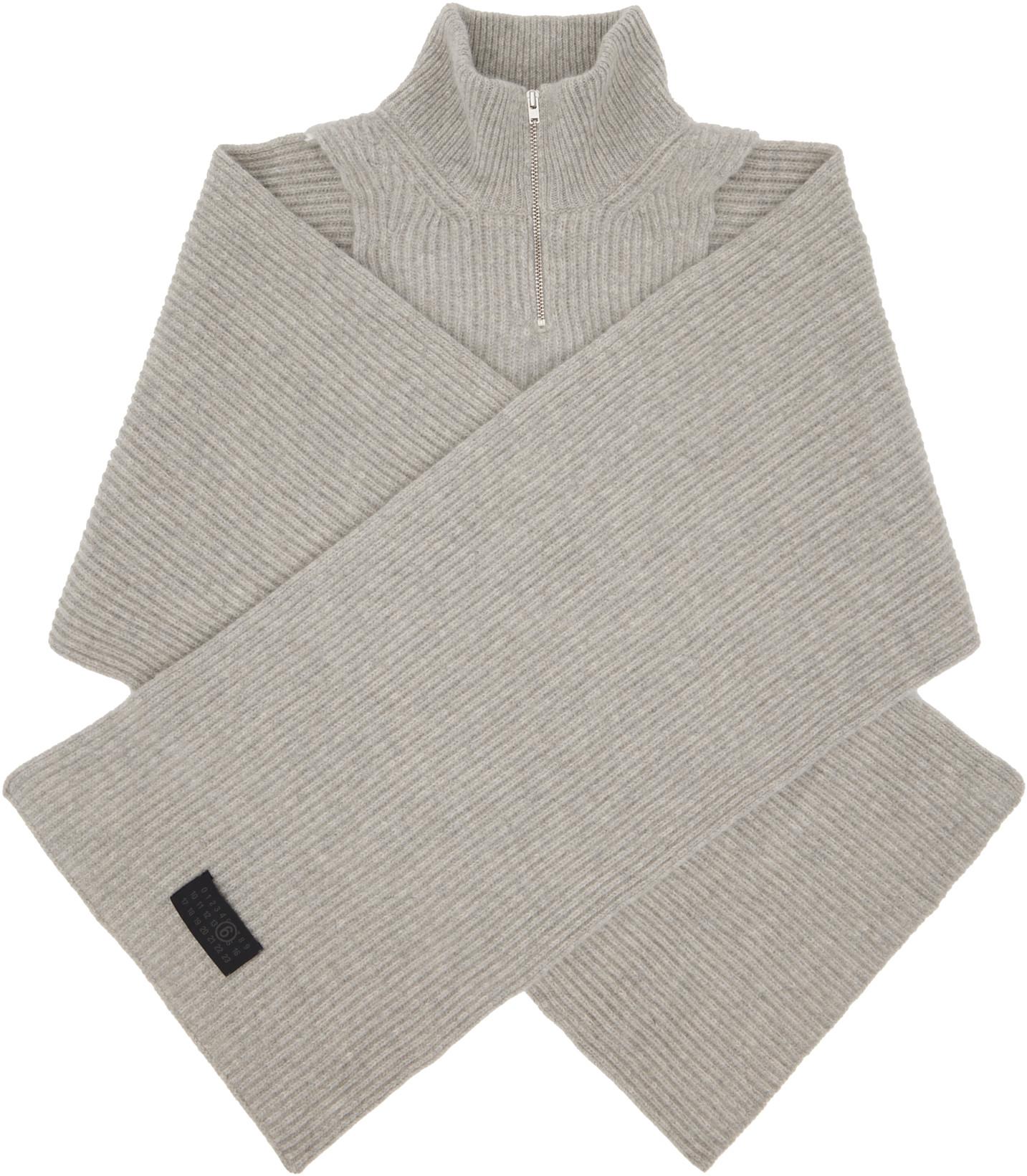 Gray Fisherman Knit Camionneur Scarf by MM6 MAISON MARGIELA