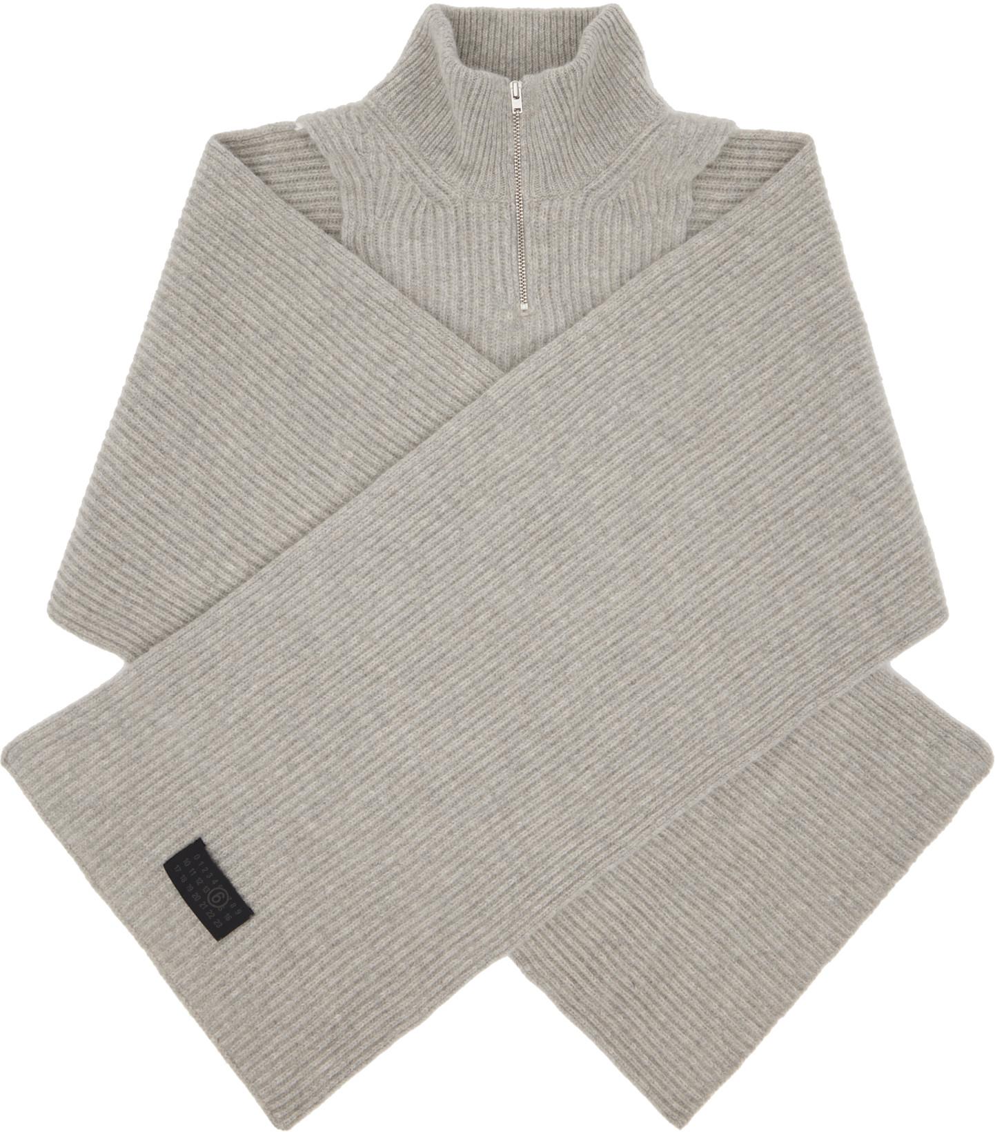 Gray Fisherman Knit Camionneur Scarf by MM6 MAISON MARGIELA