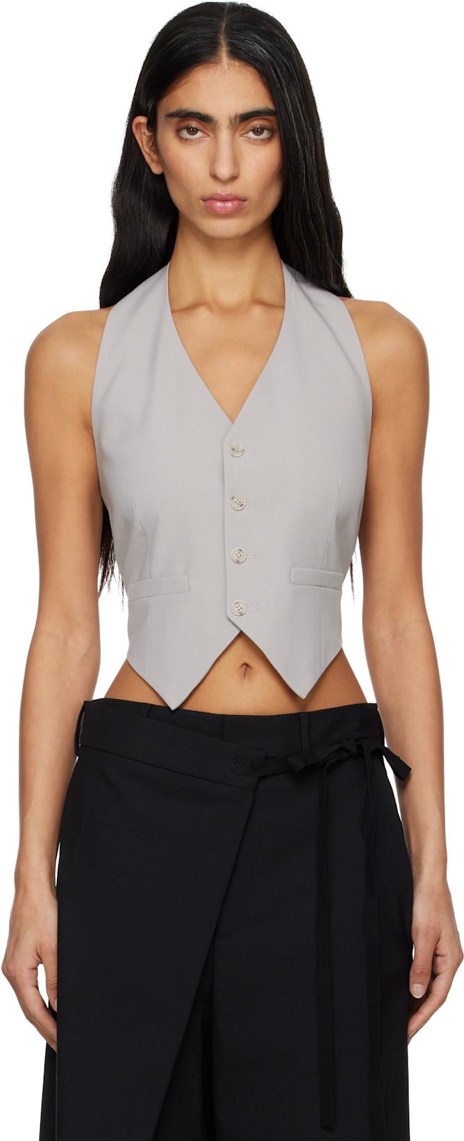 Gray Light Wool Blend Vest by MM6 MAISON MARGIELA