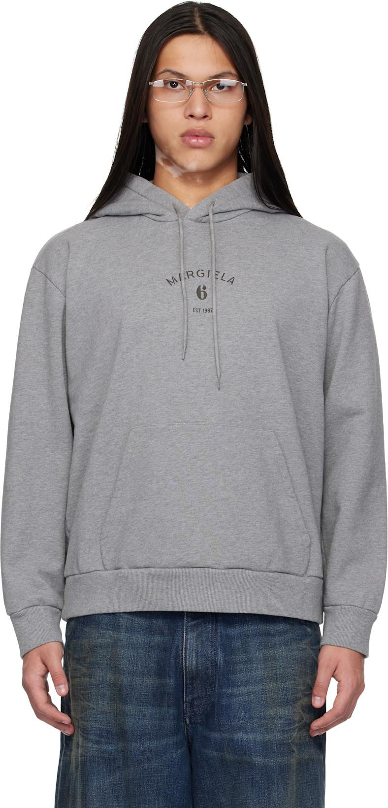 Gray Logo Hoodie by MM6 MAISON MARGIELA