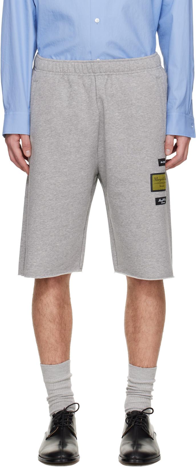 Gray Logo Patch Shorts by MM6 MAISON MARGIELA