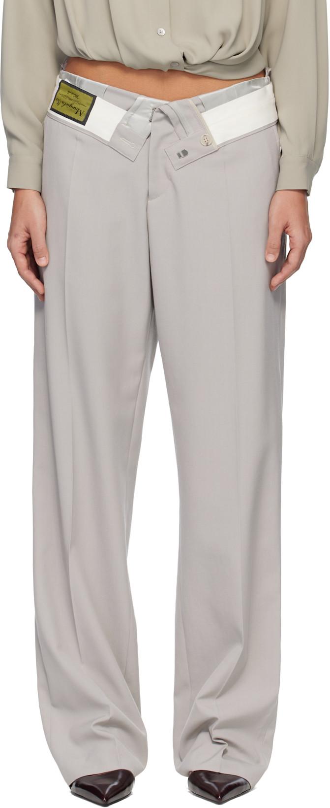 Gray Reverse Waistband Trousers by MM6 MAISON MARGIELA