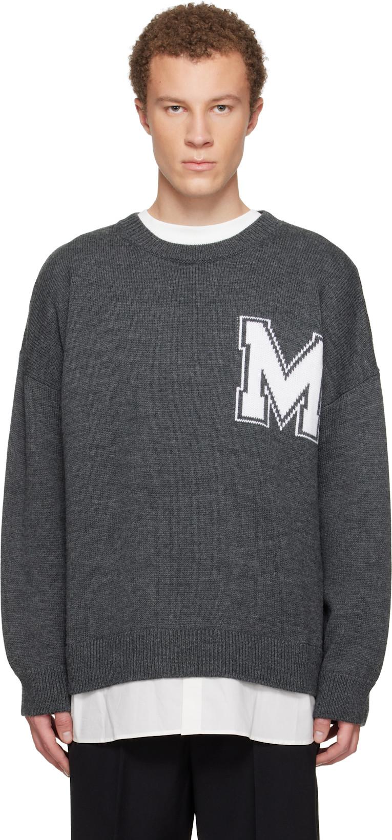 Gray Two-In-One Varsity Knit Sweater by MM6 MAISON MARGIELA