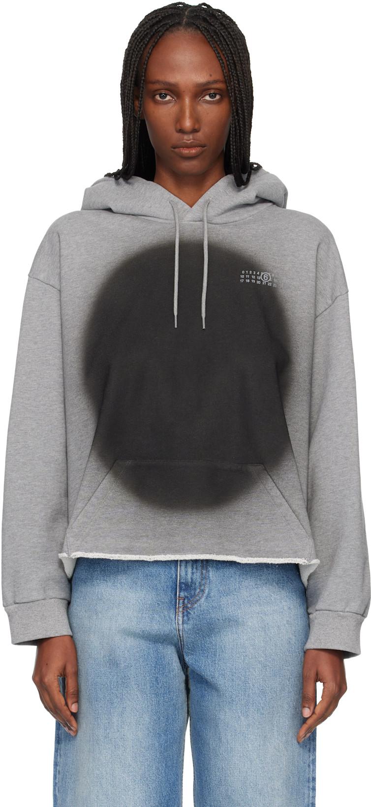 Gray Unbrushed Cotton Hoodie by MM6 MAISON MARGIELA