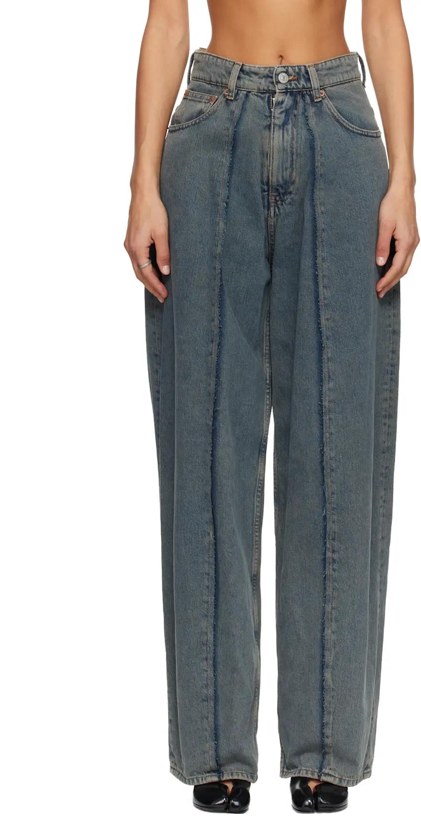 Gray Wide-Leg Jeans by MM6 MAISON MARGIELA