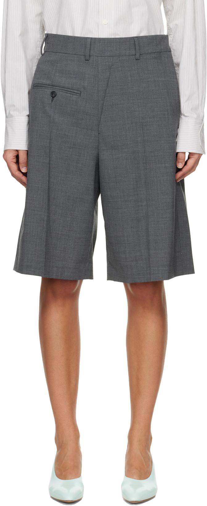 Gray Wool-Blend Tailored Shorts by MM6 MAISON MARGIELA