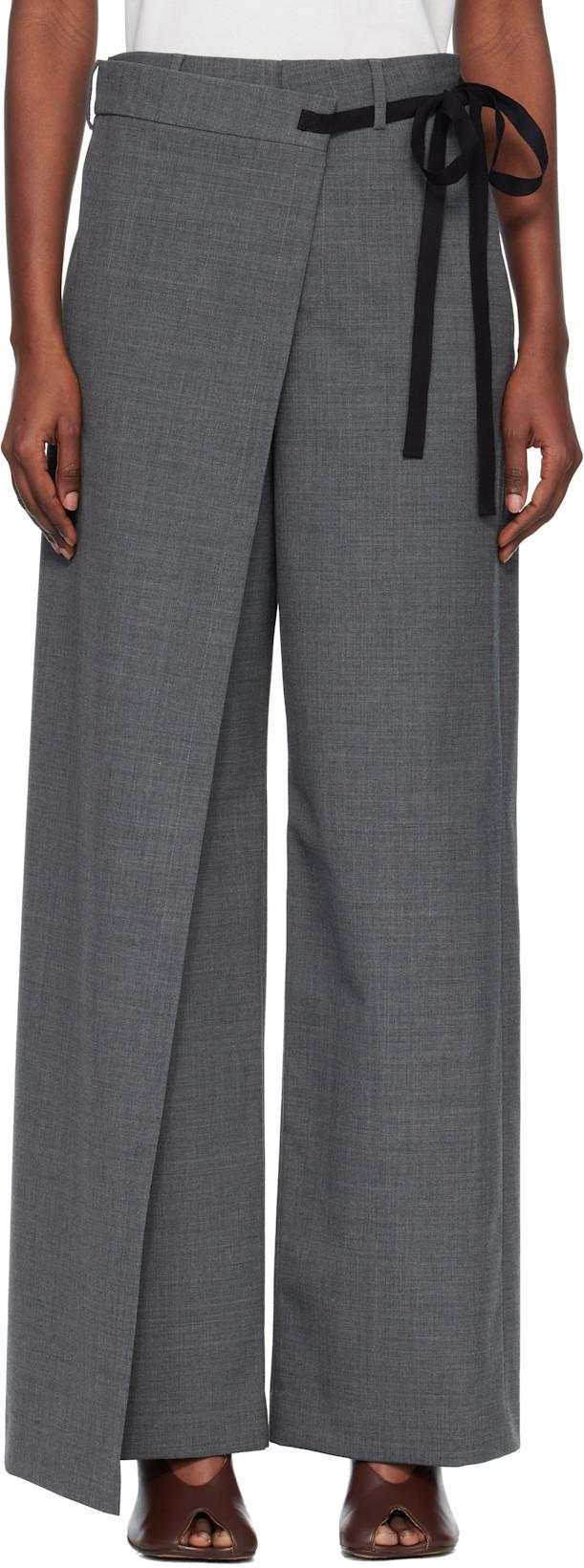 Gray Wool-Blend Trousers by MM6 MAISON MARGIELA