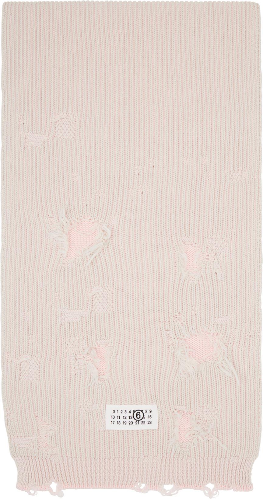 Gray & Pink Amended Optical Ribs Scarf by MM6 MAISON MARGIELA