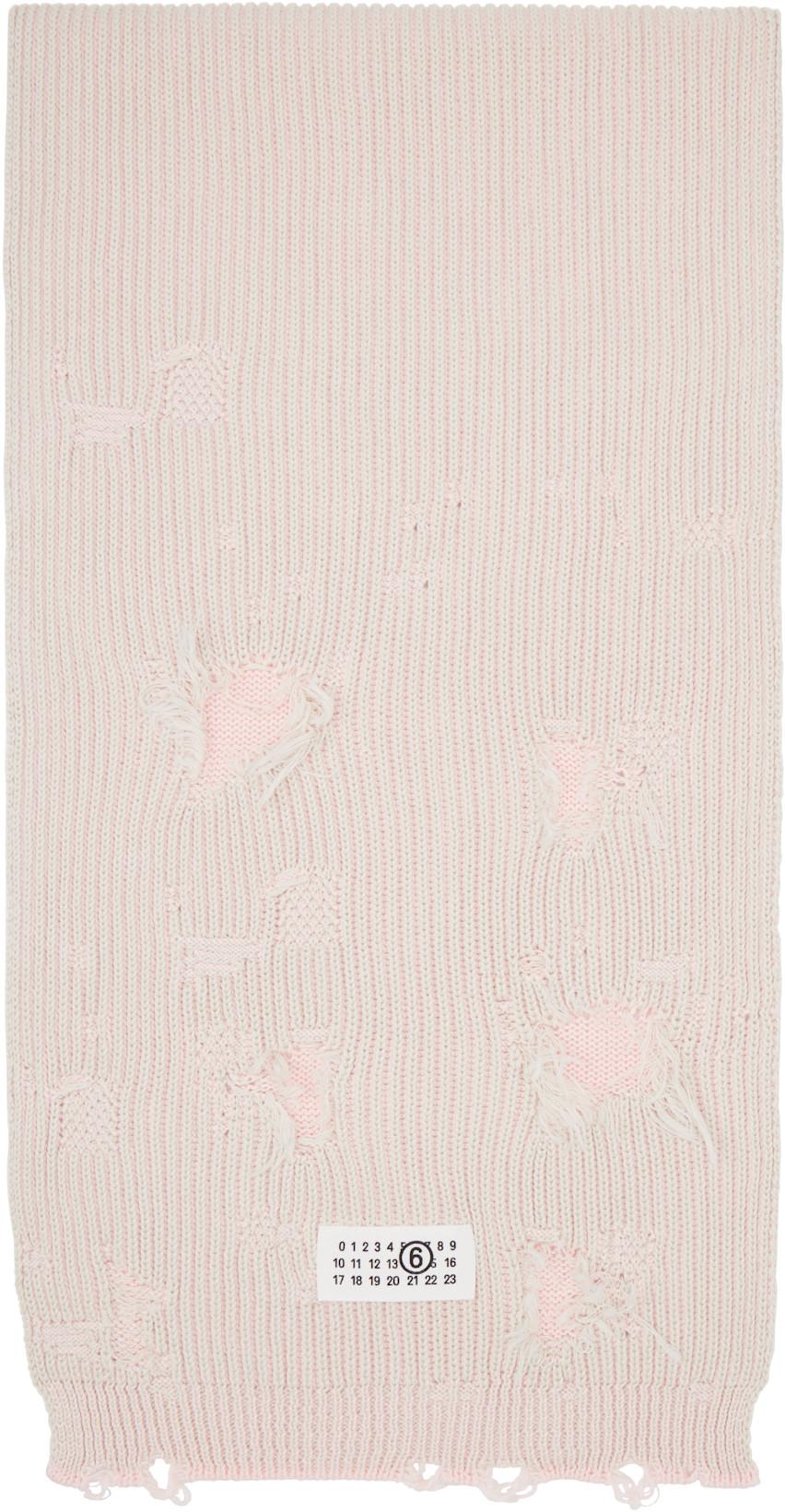 Gray & Pink Amended Optical Ribs Scarf by MM6 MAISON MARGIELA