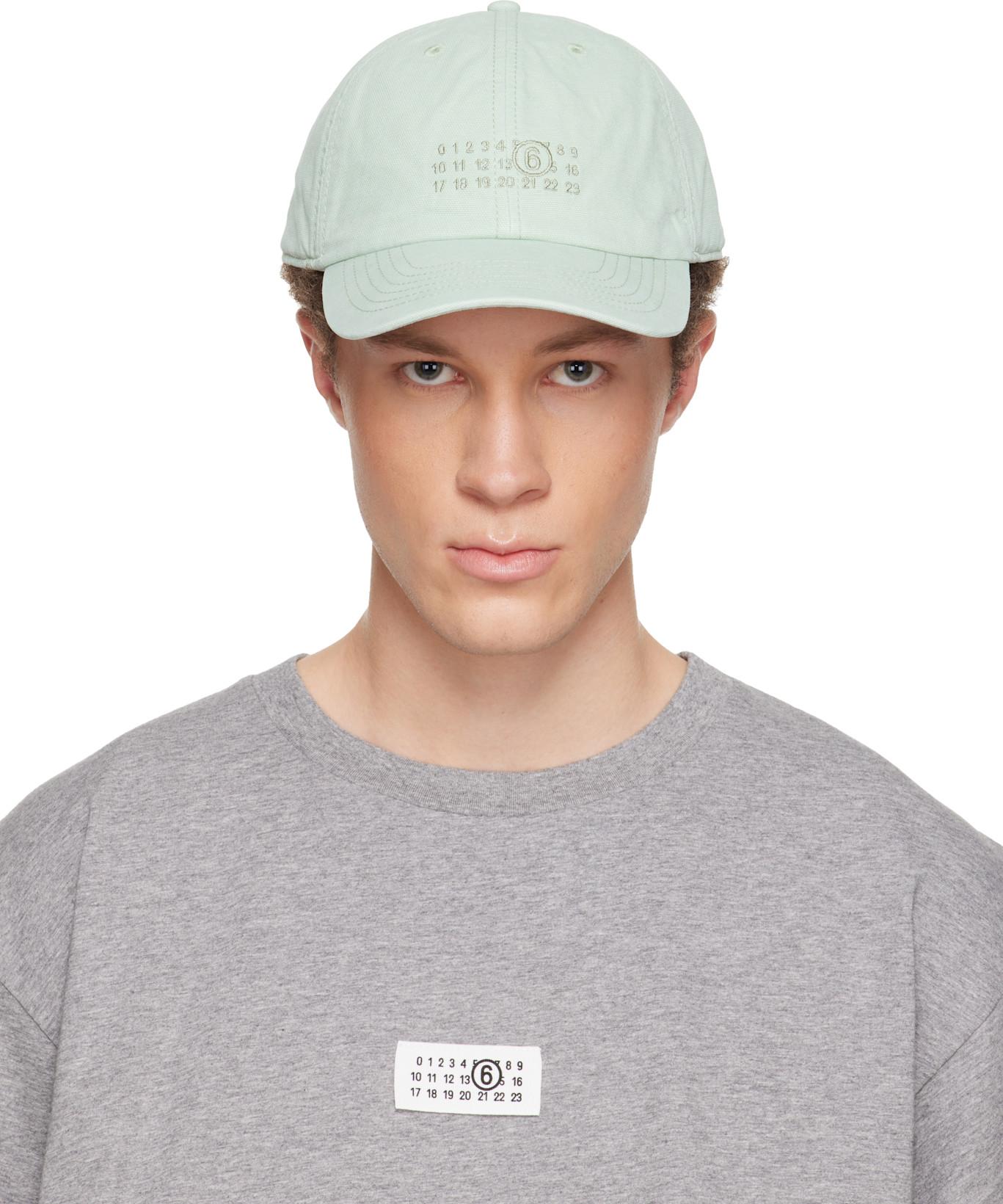 Green Embroidered Logo Cap by MM6 MAISON MARGIELA
