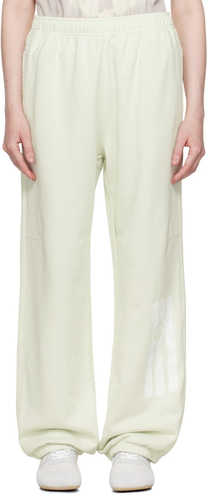 Green Unbrushed Sweat Jersey Lounge Pants by MM6 MAISON MARGIELA