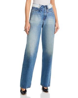 High Rise Straight Leg Jeans in Light Blue by MM6 MAISON MARGIELA