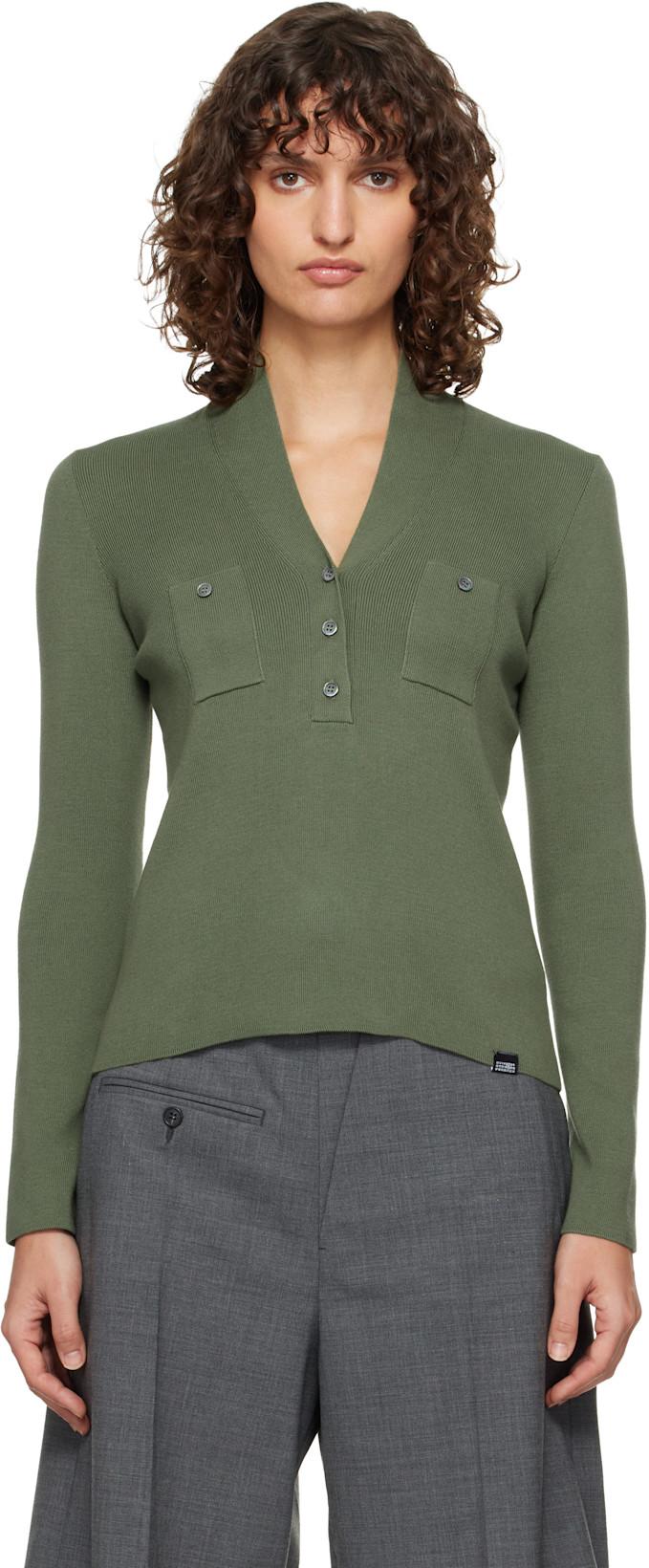 Khaki Cotton Sweater by MM6 MAISON MARGIELA