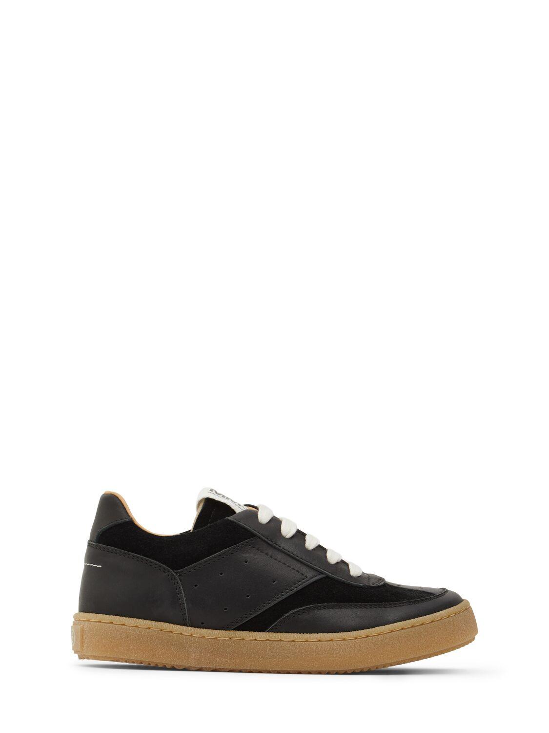 Logo Print Leather Lace-up Sneakers by MM6 MAISON MARGIELA