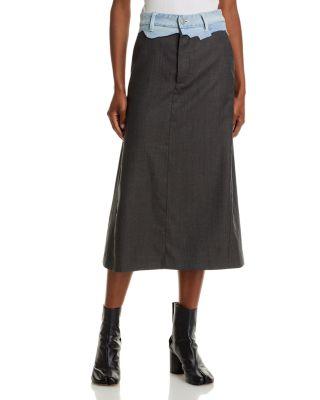 Long Denim Skirt in Long Skirt Dune/Light Blue by MM6 MAISON MARGIELA