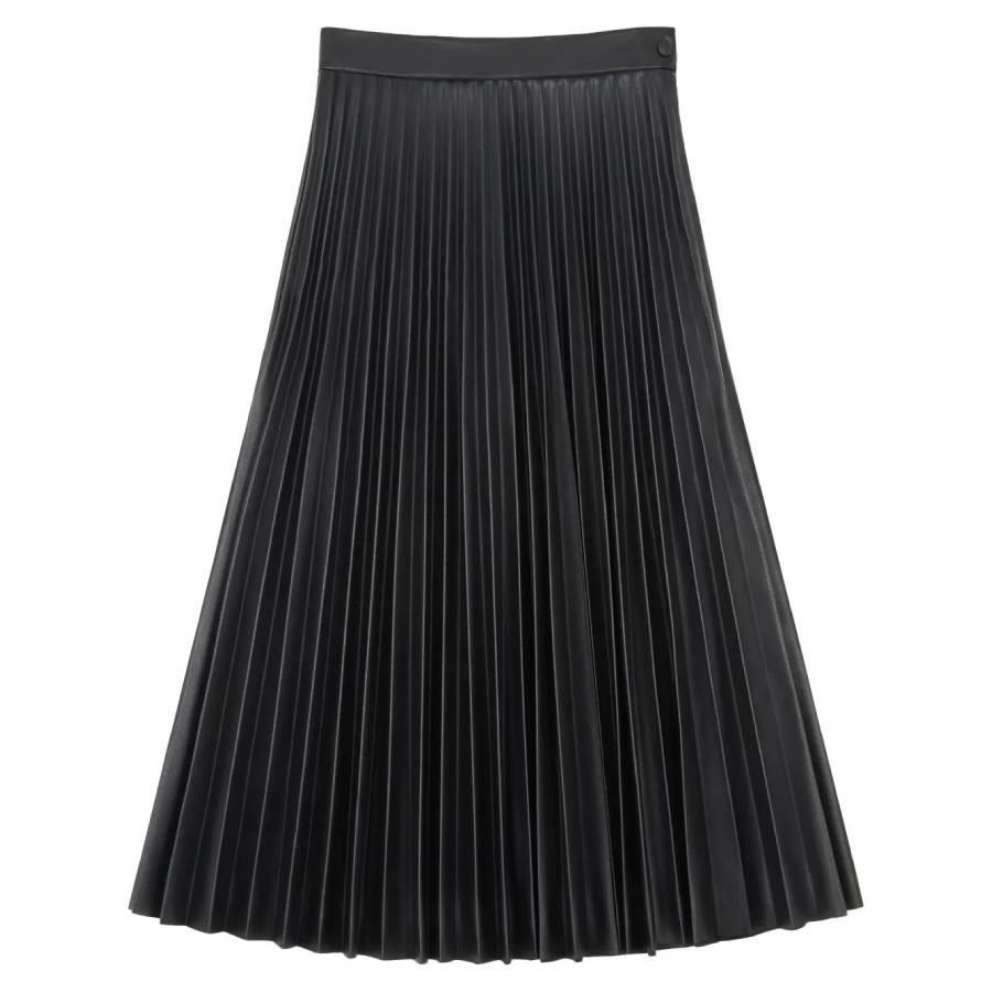 MM6 Black Pleated Midi Skirt by MM6 MAISON MARGIELA