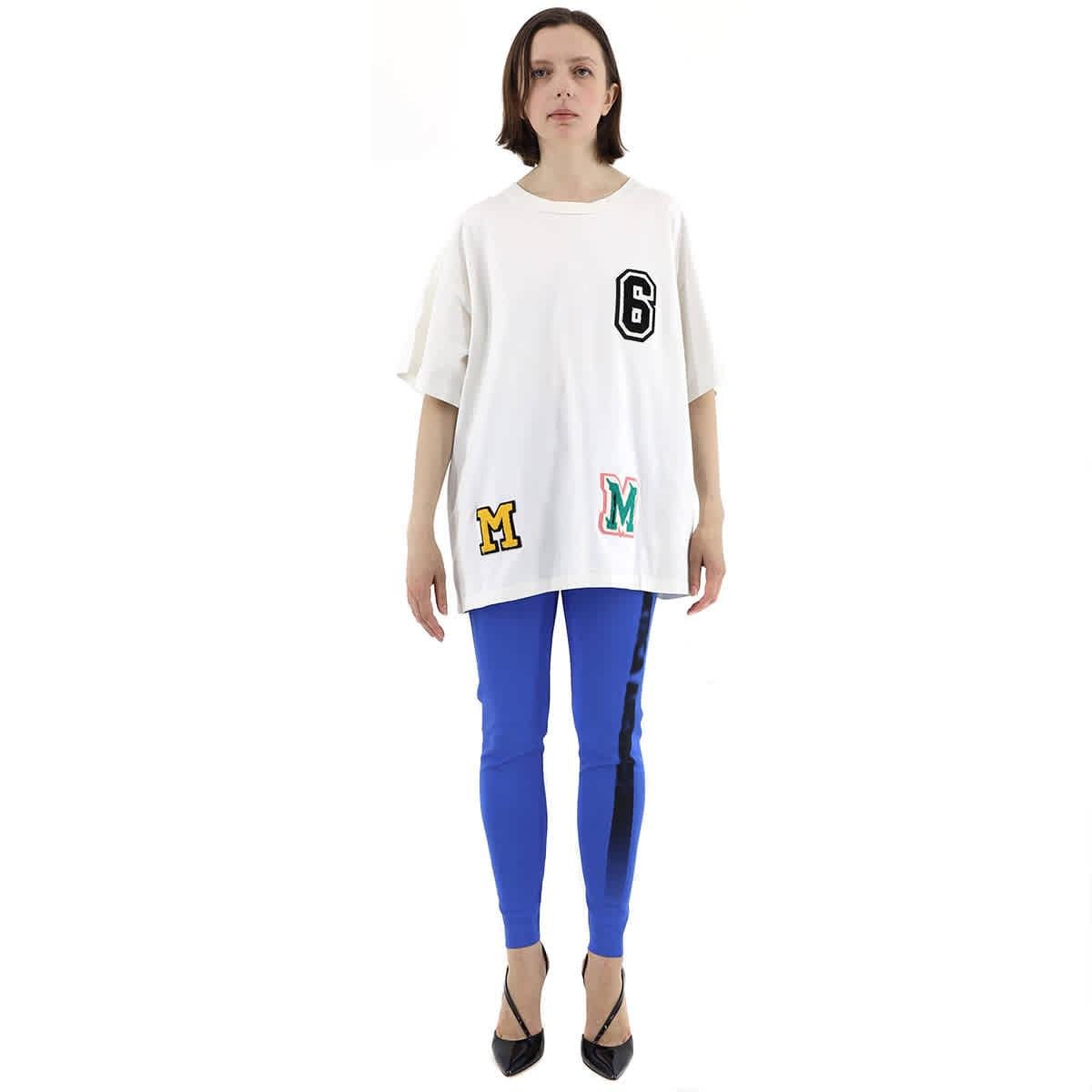 MM6 Ladies White Oversized Patches Tee by MM6 MAISON MARGIELA | jellibeans