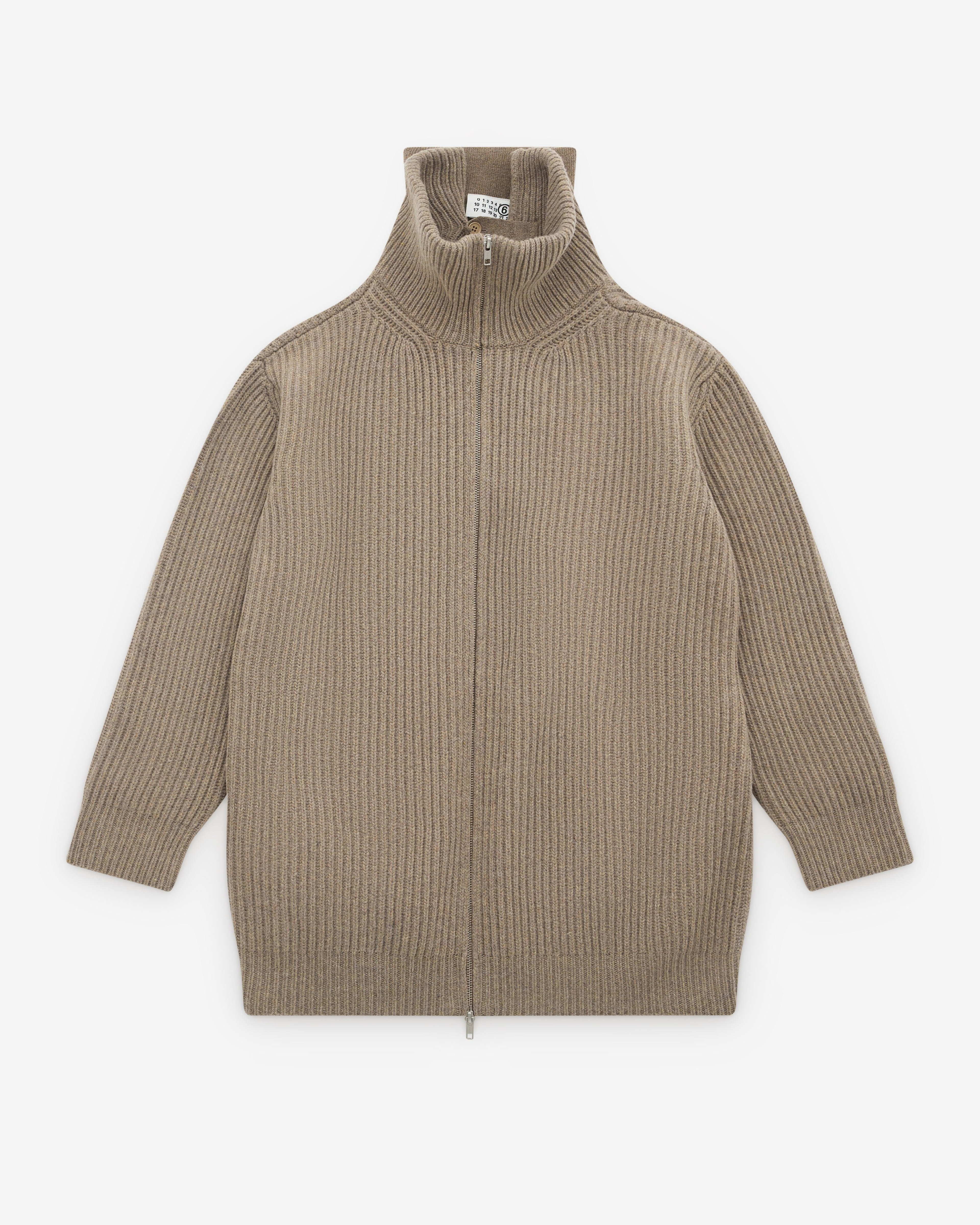 MM6 - Men's Ribbed Knit Cardigan - (Beige) by MM6 MAISON MARGIELA