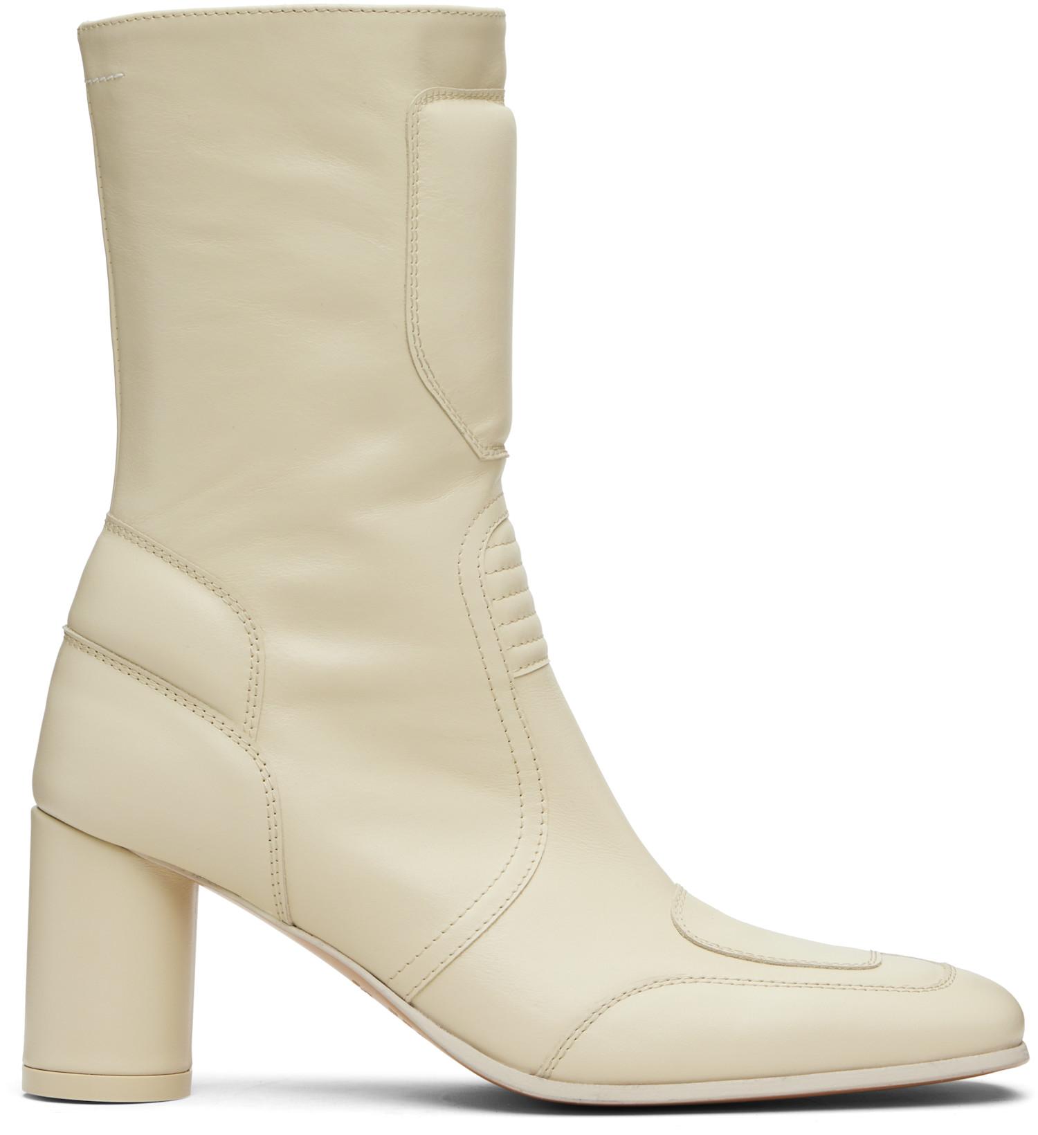 Off-White Biker Ankle Boots by MM6 MAISON MARGIELA