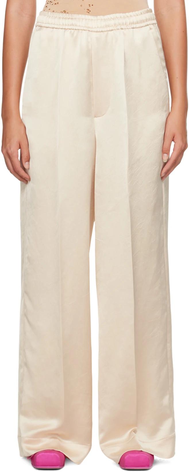 Off-White Crinkled Trousers by MM6 MAISON MARGIELA