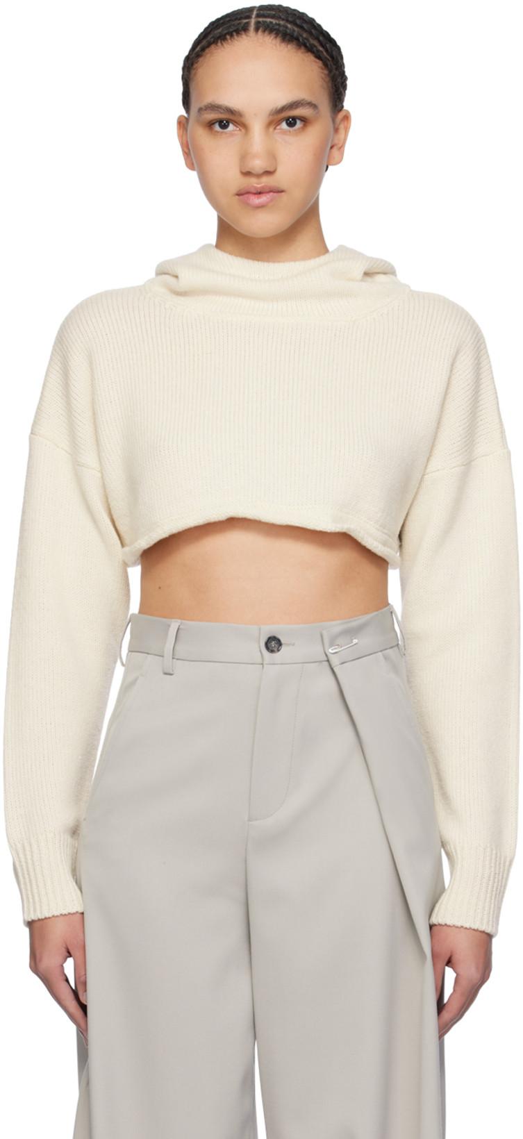 Off-White Cropped Hoodie by MM6 MAISON MARGIELA