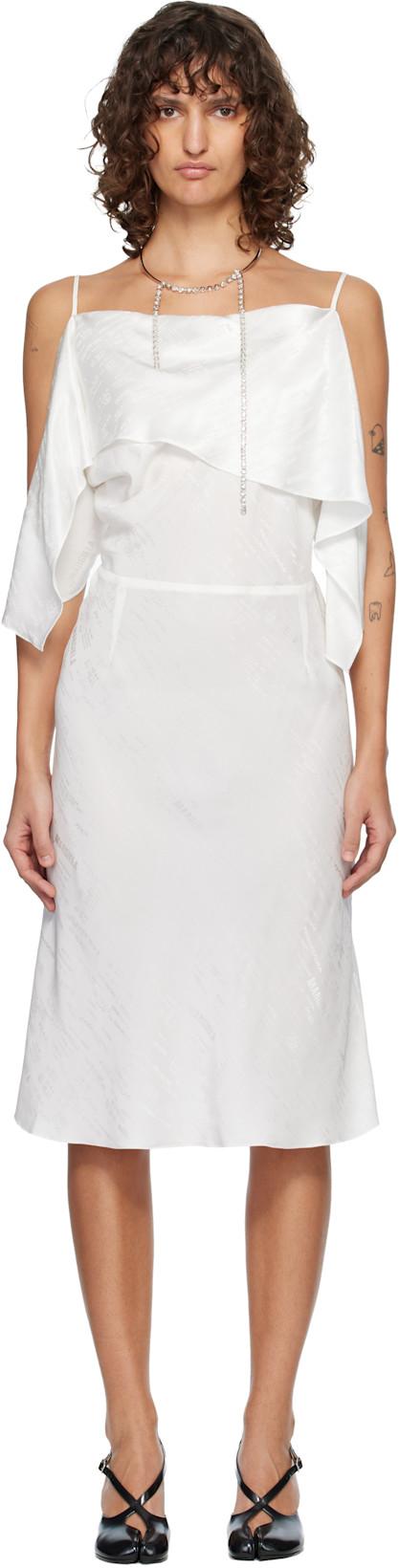 Off-White Folded Jacquard Slip Midi Dress by MM6 MAISON MARGIELA