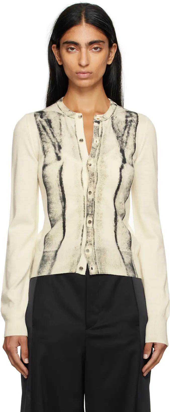 Off-White Folded Printed Gauge 14 Cardigan by MM6 MAISON MARGIELA