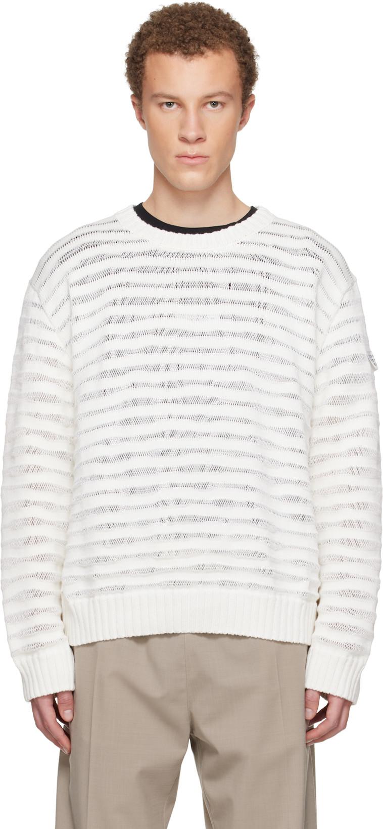 Off-White Open-Knit Stripe Sweater by MM6 MAISON MARGIELA
