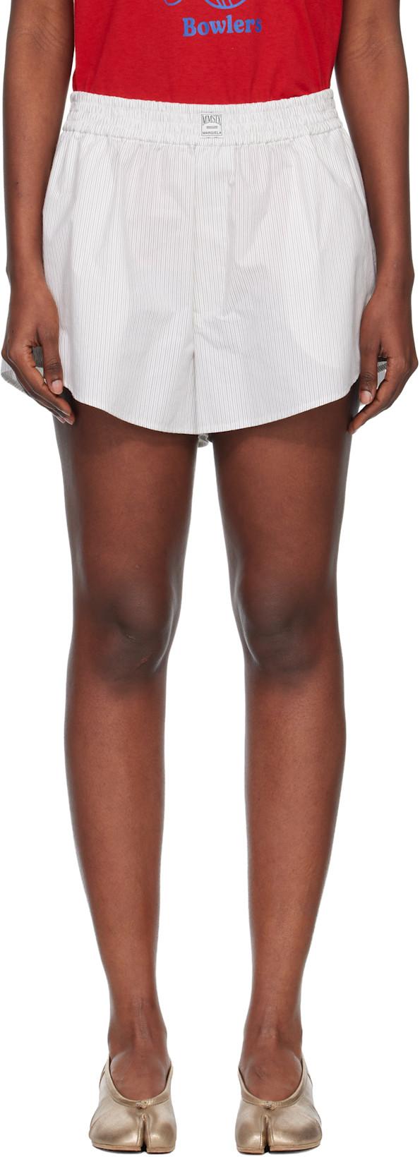 Off-White Poplin Cotton Shorts by MM6 MAISON MARGIELA