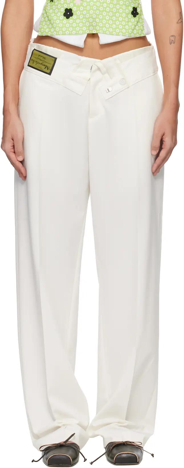 Off-White Reverse Waistband Trousers by MM6 MAISON MARGIELA
