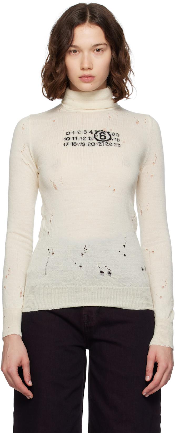 Off-White Wool Turtleneck by MM6 MAISON MARGIELA