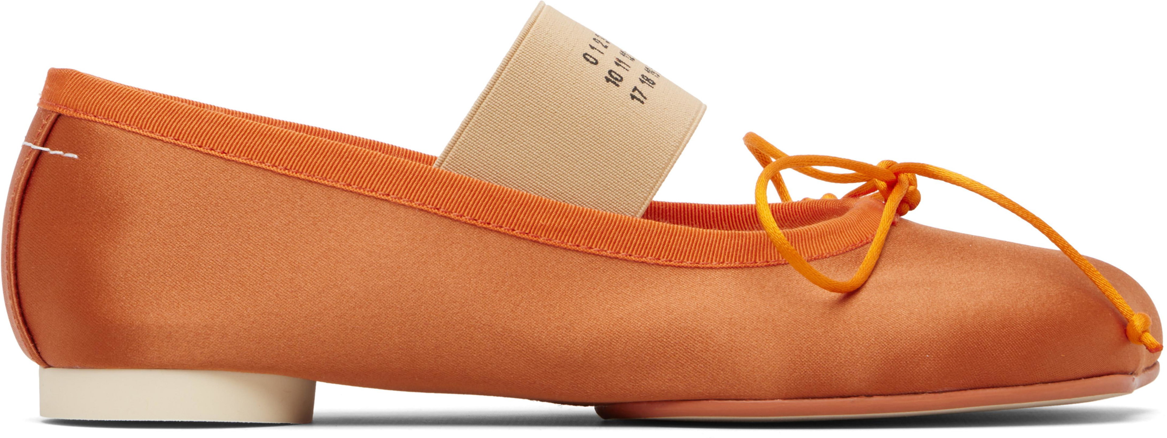 Orange Anatomic Numeric Ballerina Flats by MM6 MAISON MARGIELA