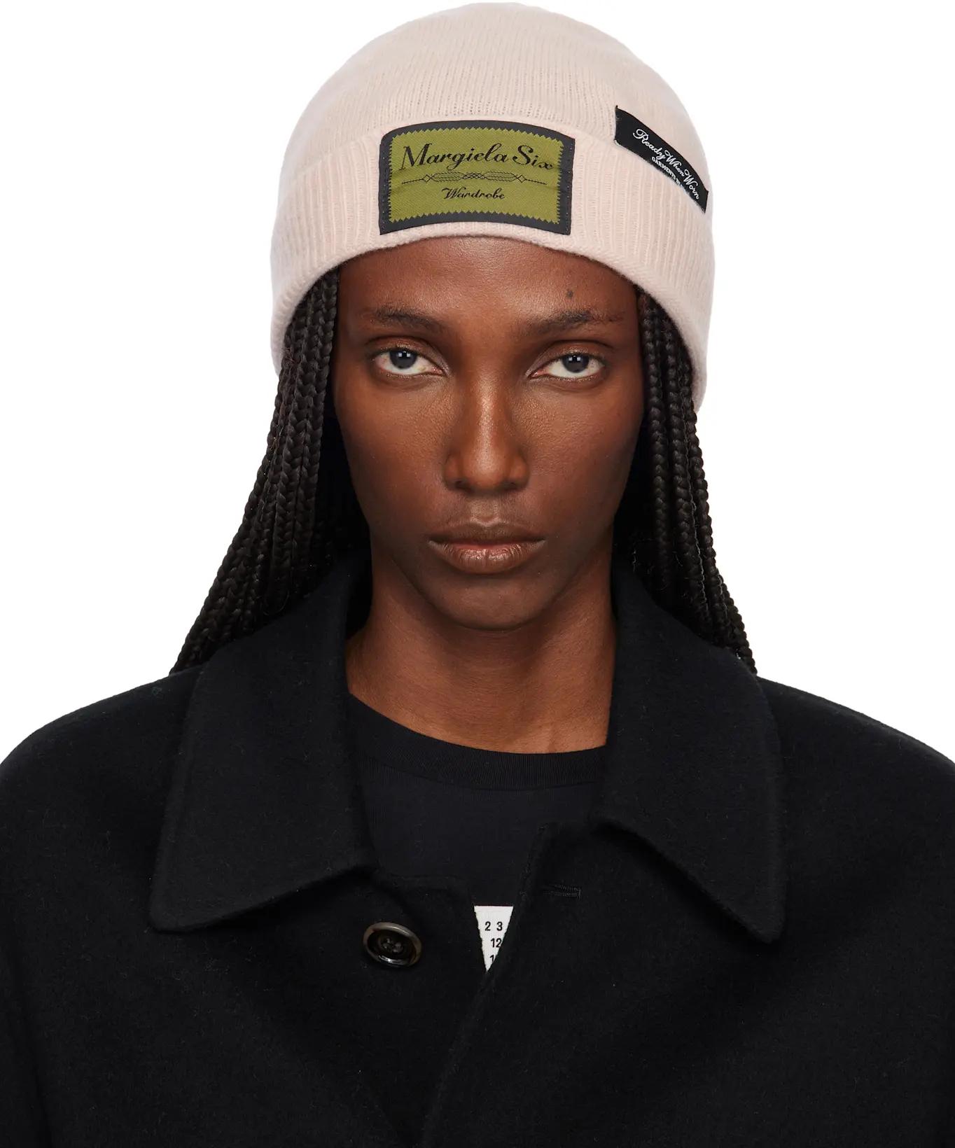 Pink Access Labels Story Beanie by MM6 MAISON MARGIELA
