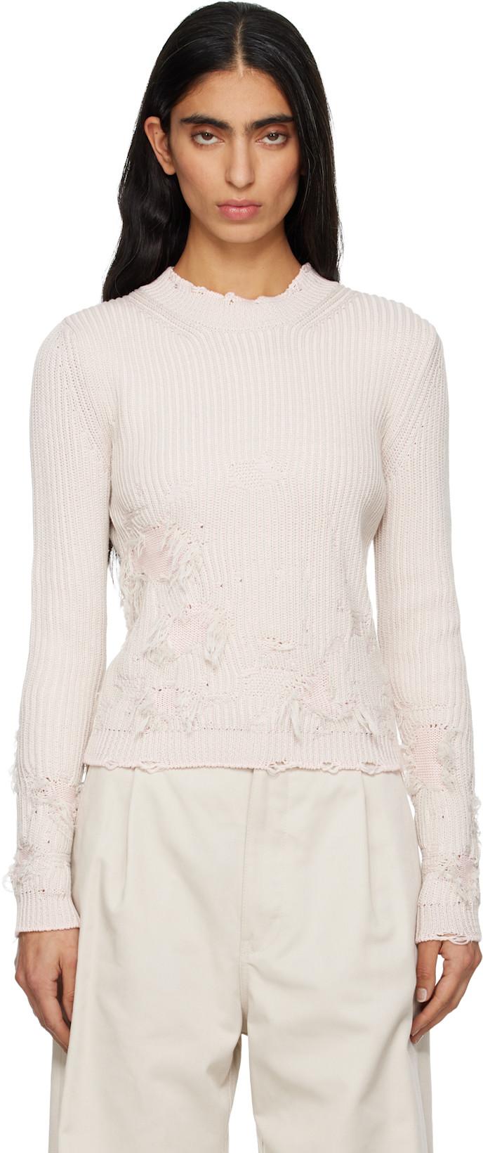 Pink Amended Optical Ribs Sweater by MM6 MAISON MARGIELA
