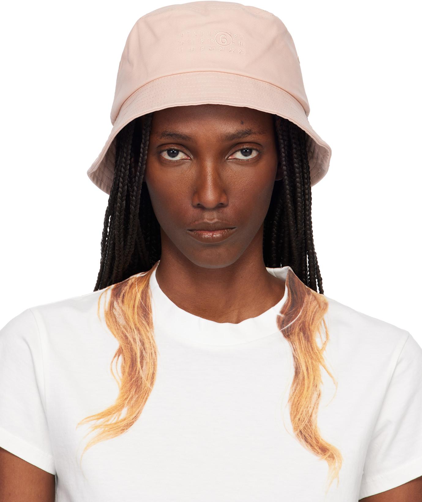 Pink Cotton Canvas Bucket Hat by MM6 MAISON MARGIELA