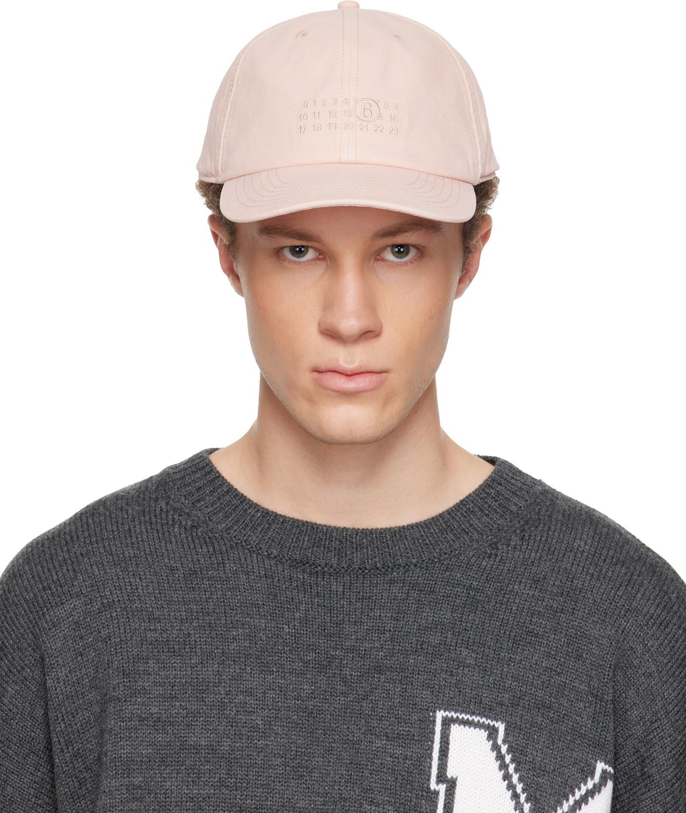 Pink Embroidered Logo Cap by MM6 MAISON MARGIELA