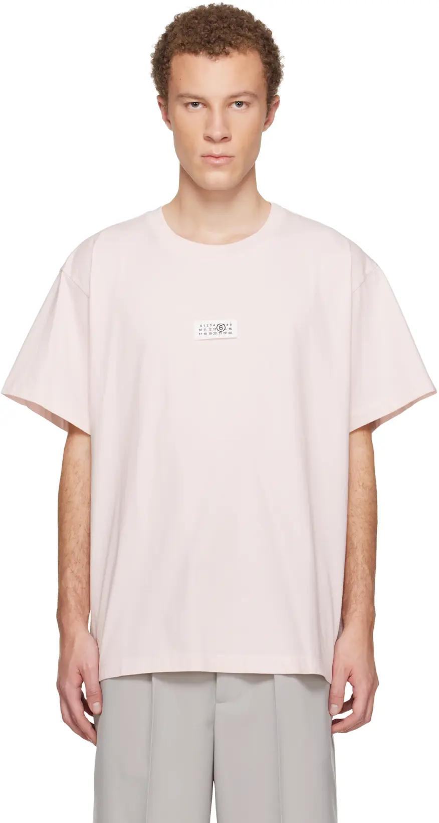 Pink Numeric Cotton T-shirt by MM6 MAISON MARGIELA