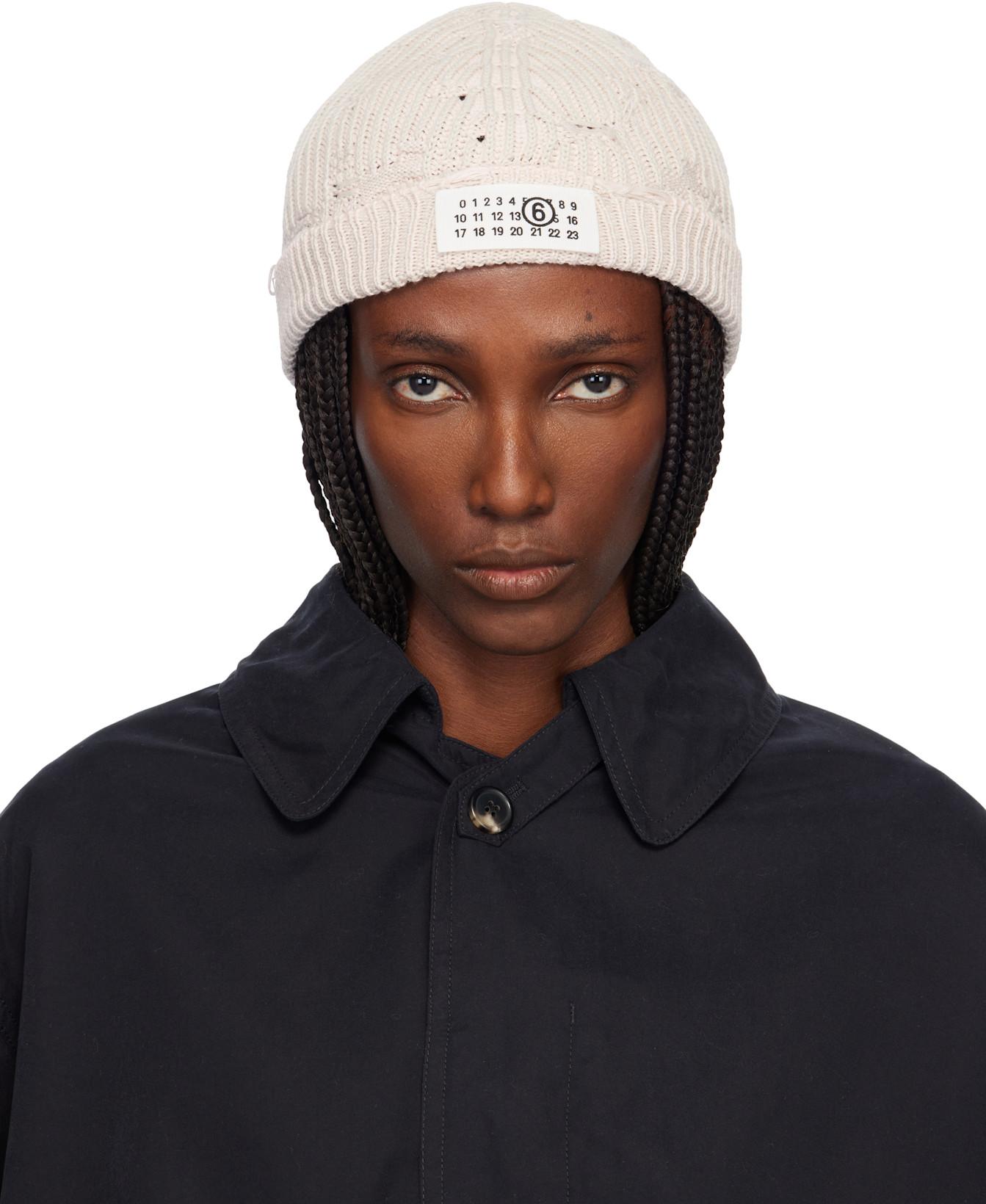Pink & Gray Amended Optical Ribs Beanie by MM6 MAISON MARGIELA