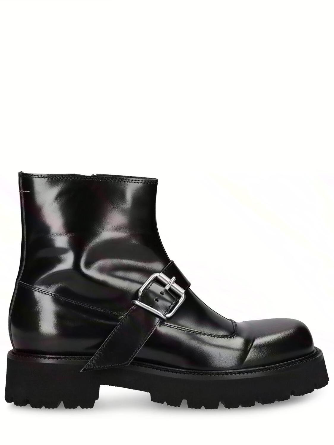 Polished Leather Combat Boots by MM6 MAISON MARGIELA